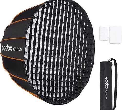 Godox QR-P120 Parabolic Softbox with Grid – 120cm Quick Release Softbox for Professional Lighting
