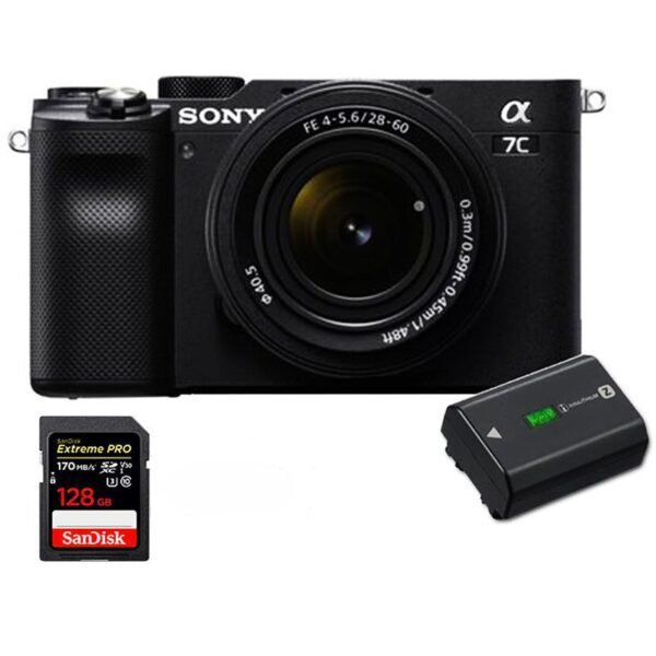 Sony Alpha 7C Mirrorless Camera w/ 28-60mm Lens (Black) + BUNDLE ITEMS
