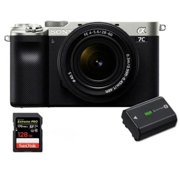 Sony Alpha 7C Mirrorless Camera w/ 28-60mm Lens (Silver) + BONUS ITEMS